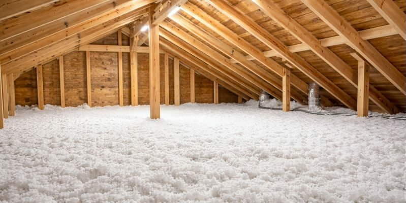 combles d'une maison avec de l'isolant soufflé
