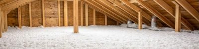 combles d'une maison avec de l'isolant soufflé